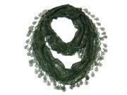 Falari Women Loop Infinity Lace Scarf With Fringes Army Green