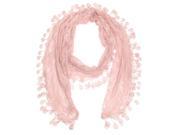 Falari Women Lace Scarf With Fringes Pink