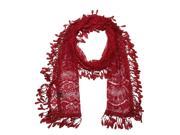 Falari Women Lace Scarf With Fringes Dark Red