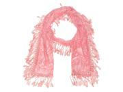 Falari Women Lace Scarf With Fringes Pink