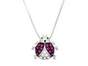 Ladybug Pendant Necklace Rhinestone Crystal Rhodium High Polished J0314