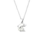 Dolphin Pendant Necklace Cubic Zirconia Rhodium High Polished J0289 CR