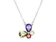 Butterfly Pendant Necklace Cubic Zirconia Rhodium High Polished J0285 MT