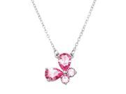 Butterfly Pendant Necklace Cubic Zirconia Rhodium High Polished J0285 PK