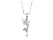 Mermaid Pendant Necklace Rhinestone Crystal Rhodium High Polished J0151 CR