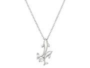 Twin Dolphin Pendant Necklace Cubic Zirconia Rhodium High Polished J0288 CR