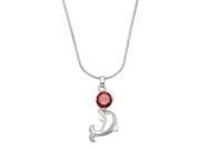 Dolphin Pendant Necklace Cubic Zirconia Rhodium High Polished J0269 RD