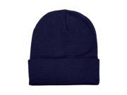 Falari Unisex Beanie Cap Knitted Warm Solid Color Navy