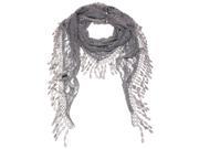 Falari Vintage Women Lace Scarf With Fringes Polyester Light Grey