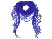 Falari Vintage Women Lace Scarf With Fringes Polyester Royal Blue