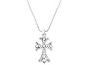 Cross Pendant Necklace Rhinestone Crystal Rhodium High Polished J0213 CR