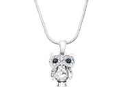 Owl Pendant Necklace Rhinestone Crystal Rhodium High Polished J0284 CR