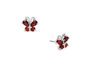 Falari Cubic Zirconia Crystal Butterfly Shaped Earring Red