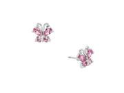 Falari Cubic Zirconia Crystal Butterfly Shaped Earring Pink