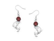Falari Cubic Zirconia Crystal Dolphin Shaped Earring Red