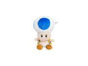Mario Bro 7 inch Mushroom Toad Hanger Plush Doll Blu