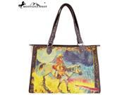 MW402 8112 Montana West Horse Art Canvas Tote Bag Janene Grende Collection Coffee