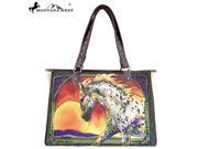 MW404 8112 Montana West Horse Art Canvas Tote Bag Janene Grende Collection Coffee