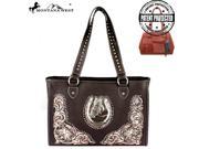 MW389D 9220 Montana West Horse Collection Dual Sided Concealed Handgun Tote Bag Coffee