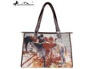 MW401 8112 Montana West Horse Art Canvas Tote Bag Janene Grende Collection Coffee