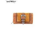 TR35 W010 Trinity Ranch Hair on Buckle Collection Secretary Style Wallet Brown
