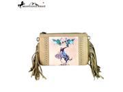 RLC L056 Montana West 100% Real Leather Rodeo Collection Fringe Clutch Tan