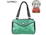 TR26G L8247 Montana West Trinity Ranch Tooled Design Collection Handbag Turquoise