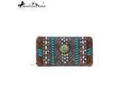MW411 W010 Montana West Concho Collection Secretary Style Wallet Coffee