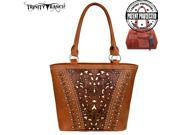 Trinity Ranch Tooled Leather Collection Concealed Handgun Tote Brown
