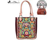 Montana West Embroidered Collection Tote Bag Burgundy