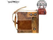 Trinity Ranch Tooled Hair On Leather Collection Concealed Handgun Crossbody Bag Brown