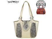 Trinity Ranch Tooled Leather Collection Concealed Handgun Tote Beige
