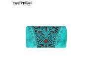 Trinity Ranch Tooled Design Collection Secretary Style Wallet Turquoise