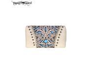 Trinity Ranch Tooled Design Collection Secretary Style Wallet Beige
