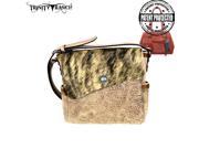 Trinity Ranch Tooled Hair On Leather Collection Concealed Handgun Crossbody Bag Tan