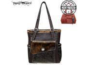 Trinity Ranch Tooled Hair On Leather Collection Concealed Handgun Tote Coffee