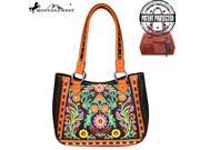 Montana West Embroidered Collection Satchel Bag Coffee