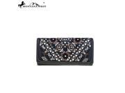 Montana West Studs Collection Secretary Style Wallet Black