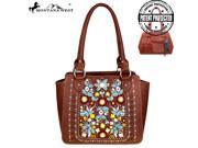 Montana West Embroidered Collection Concealed Handgun Trapezoid Tote Brown