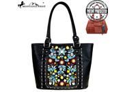 Montana West Embroidered Collection Concealed Handgun Trapezoid Tote Black