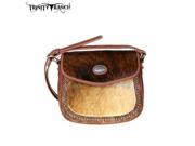 Trinity Ranch Tooled Hair On Leather Collection Saddle Bag Brown
