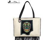 Montana West Sugar Skull Collection Wide Tote Beige