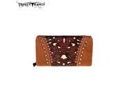 Trinity Ranch Tooled Design Collection Secretary Style Wallet Brown