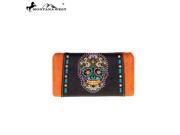 Montana West Sugar Skull Collection Secretary Style Wallet Brown