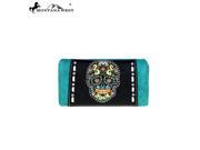 Montana West Sugar Skull Collection Secretary Style Wallet Turquoise