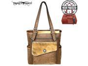 Trinity Ranch Tooled Hair On Leather Collection Concealed Handgun Tote Khaki