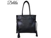 Delila 100% Genuine Leather Collection Tote Black