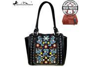 Montana West Embroidered Collection Concealed Handgun Trapezoid Tote Black