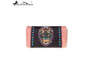 Montana West Sugar Skull Collection Secretary Style Wallet Pink