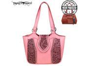 Trinity Ranch Tooled Leather Collection Concealed Handgun Tote Pink